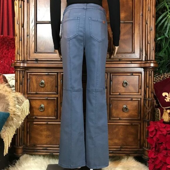 NWOT Peace Love World Dusty Blue Front Slit Top Stitch Seamed Stretch Jean - Picture 3 of 13